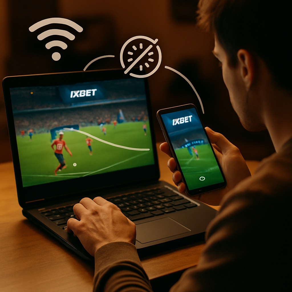 A user effortlessly maintaining a stable live streaming connection on multiple devices, with icons