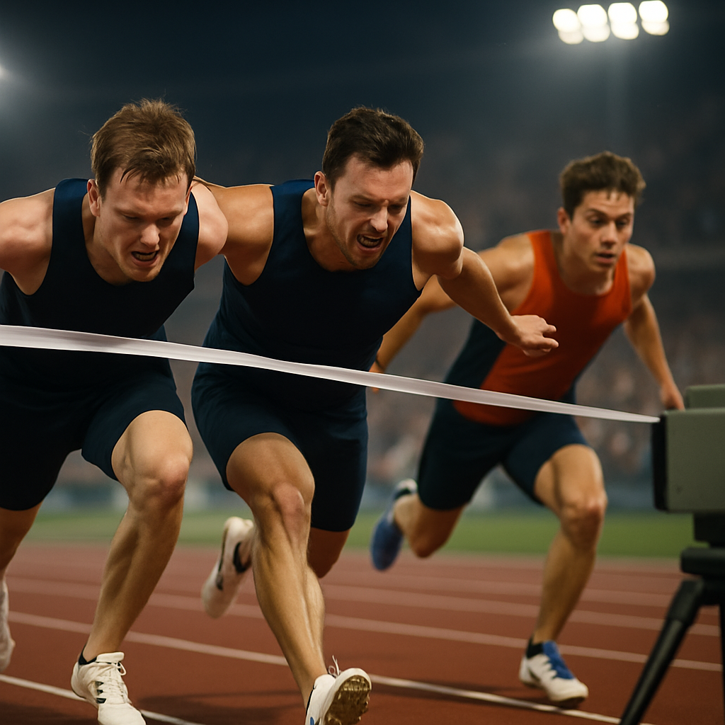 Runners lunge for the finish in a tense photo-finish as an unexpected contender surges